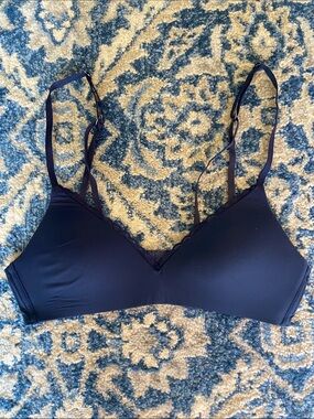 aerie Navy Lace-Trim Wireless Bra